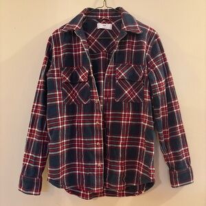 TNA Red and Blue thick Plaid Button Down Shirt, Sz S, great condition